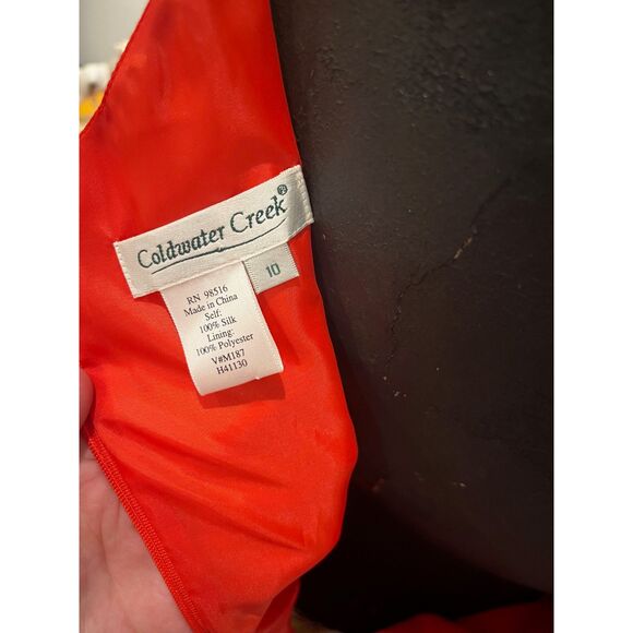 Coldwater Creek Silk Burnt Orange Sleeveless Midi Western Style Dress Size 10 - Picture 5 of 15